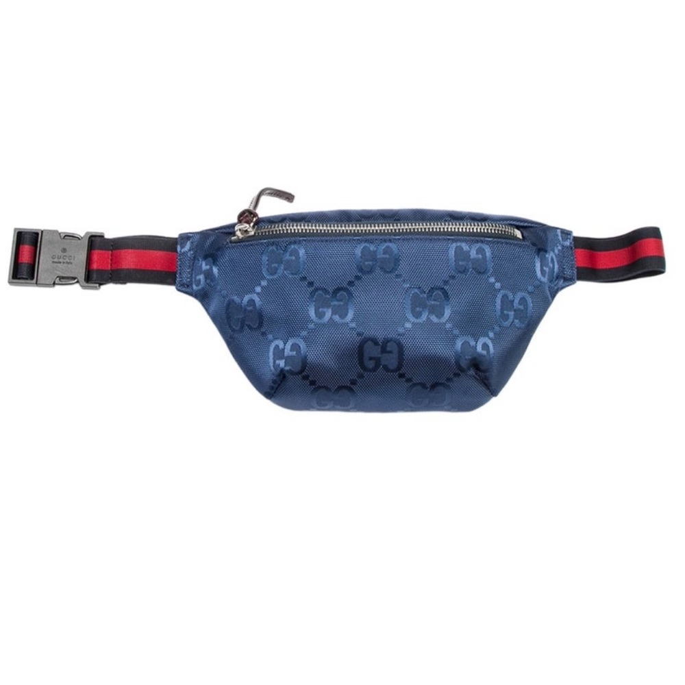 GUCCI Small Blue and Red GG Monogram Web Stripe Bum Bag - Picture 2 of 12